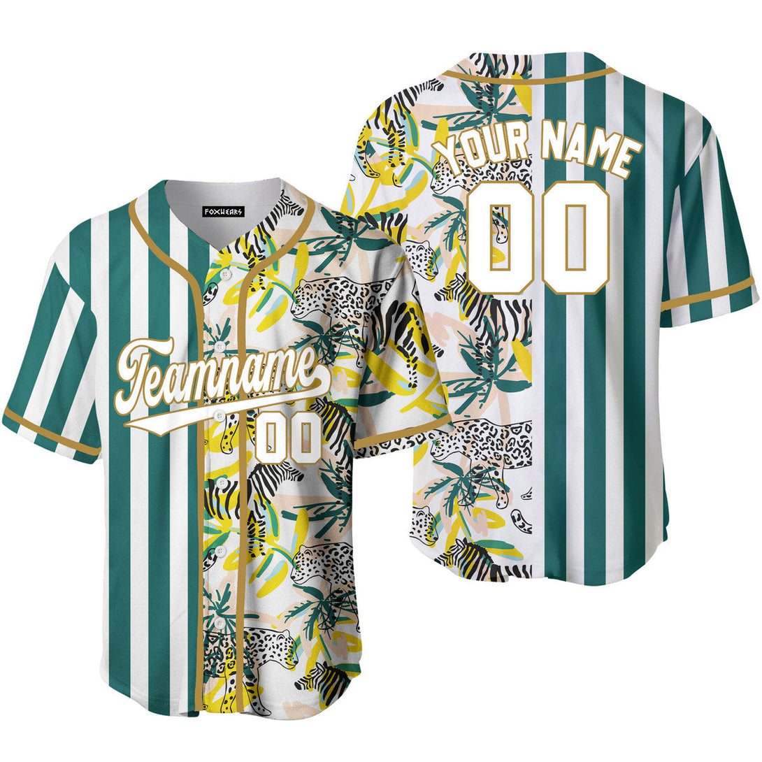 Custom Tropical Kelly Green Pinstripe White-Olive Split Fashion Baseball Jerseys For Men & Women