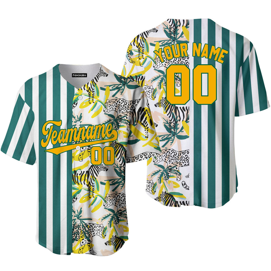 Custom Tropical Kelly Green Pinstripe Yellow-Green Split Fashion Baseball Jerseys For Men & Women