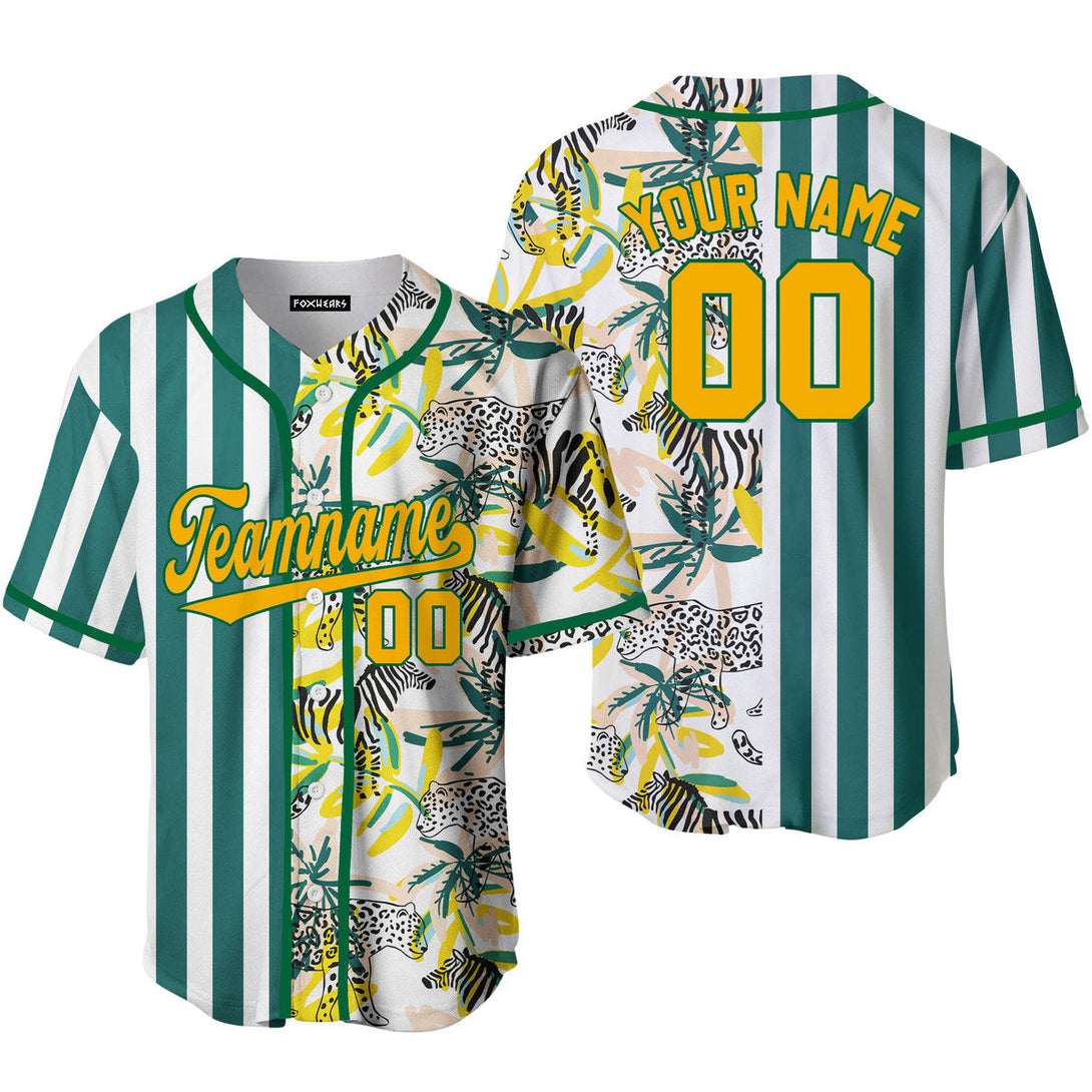 Custom Tropical Kelly Green Pinstripe Yellow-Green Split Fashion Baseball Jerseys For Men & Women