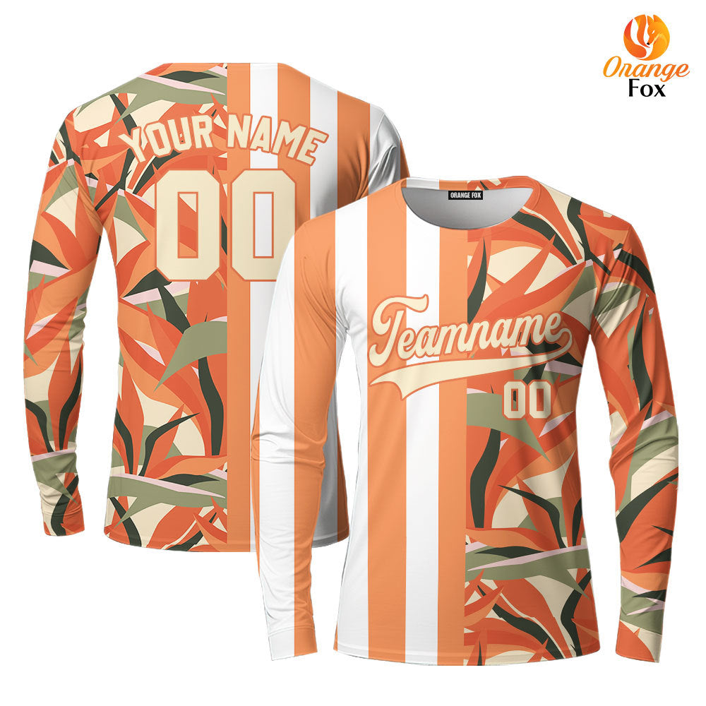 Custom Tropical Orange Cream-Orange Split Fashion Custom Long Sleeve T-Shirt For Men & Women