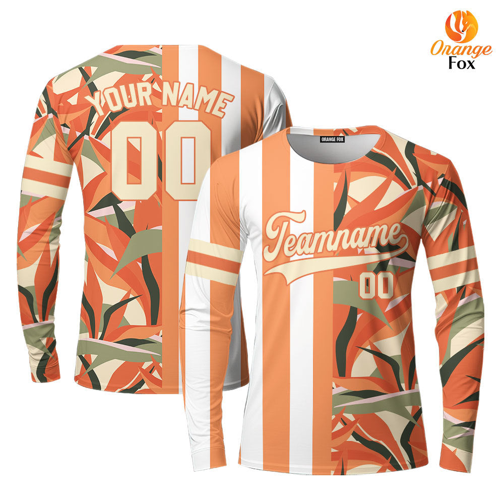 Custom Tropical Orange Cream-Orange Split Fashion Custom Long Sleeve T-Shirt For Men & Women