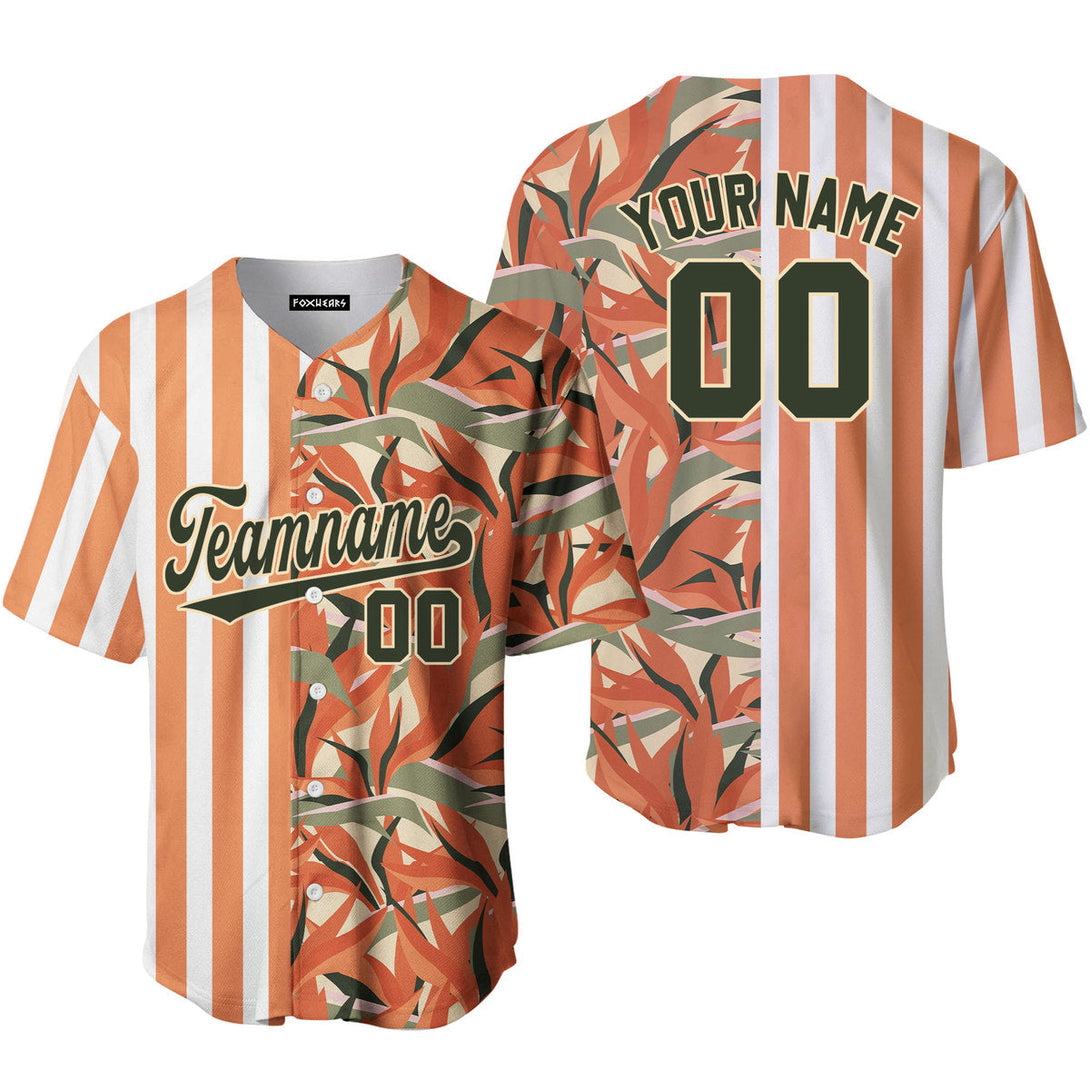 Custom Tropical Orange Green-Cream Split Fashion Baseball Jerseys For Men & Women