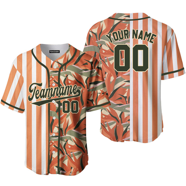 Custom Tropical Orange Green-Cream Split Fashion Baseball Jerseys For Men & Women