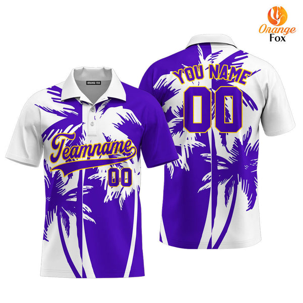 Custom Tropical Purple Palm Trees Pattern Custom Polo Shirt For Men