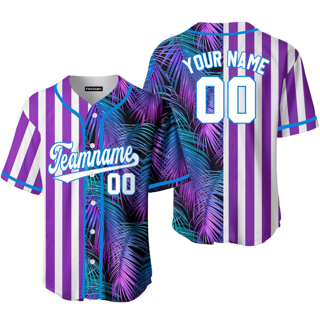 Custom Tropical Purple White-Blue Split Fashion Baseball Jerseys For Men & Women