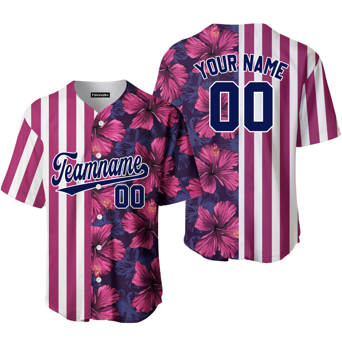 Custom Tropical Red Purple Blue-White Split Fashion Baseball Jerseys For Men & Women