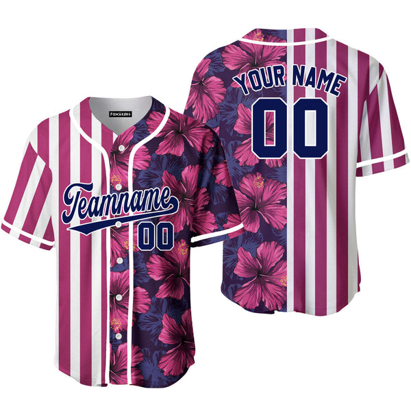 Custom Tropical Red Purple Blue-White Split Fashion Baseball Jerseys For Men & Women