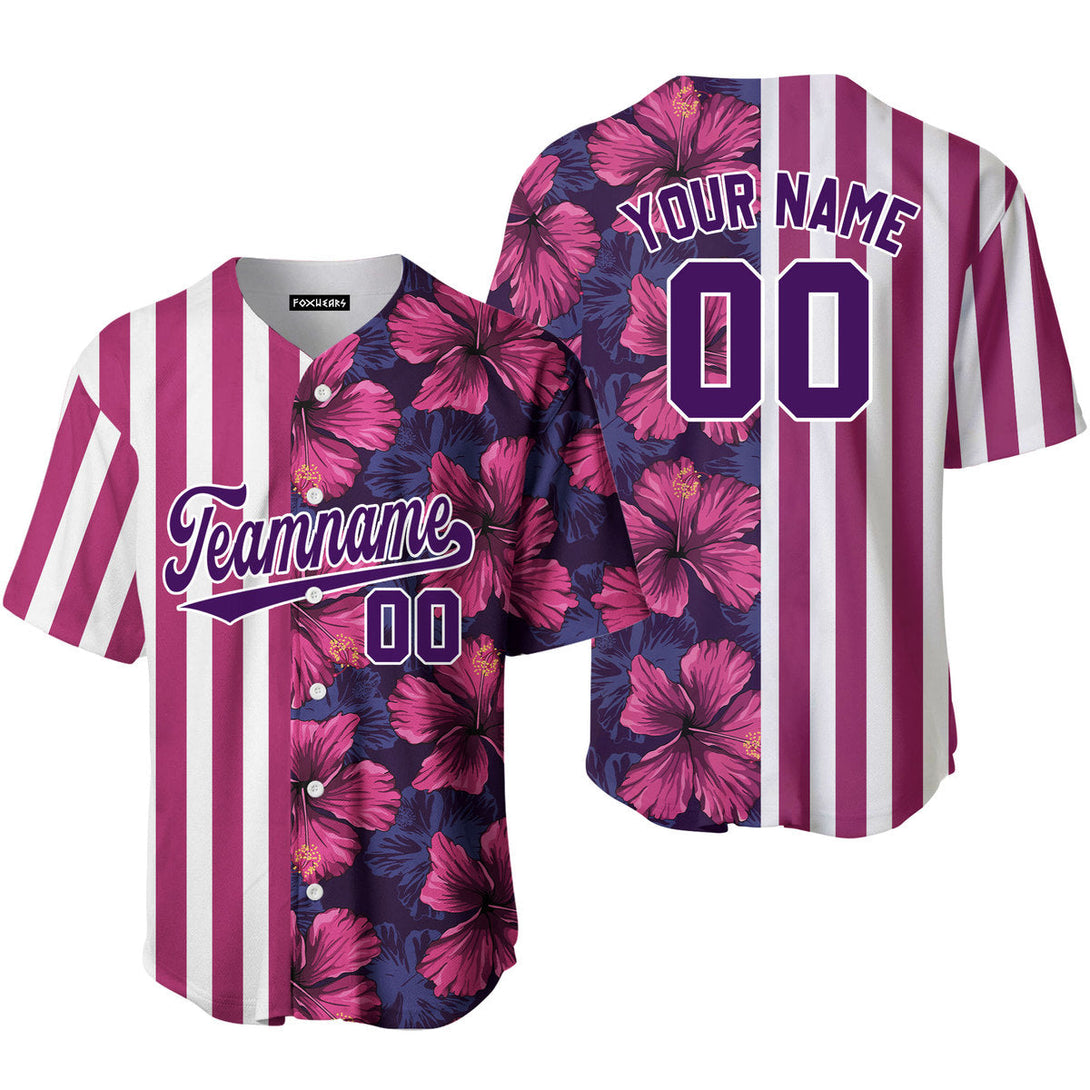 Custom Tropical Red Purple Purple-White Split Fashion Baseball Jerseys For Men & Women