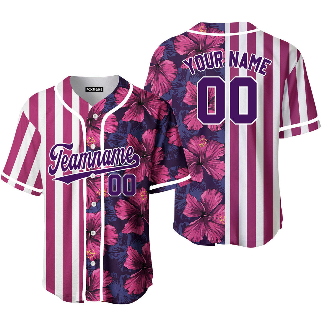 Custom Tropical Red Purple Purple-White Split Fashion Baseball Jerseys For Men & Women