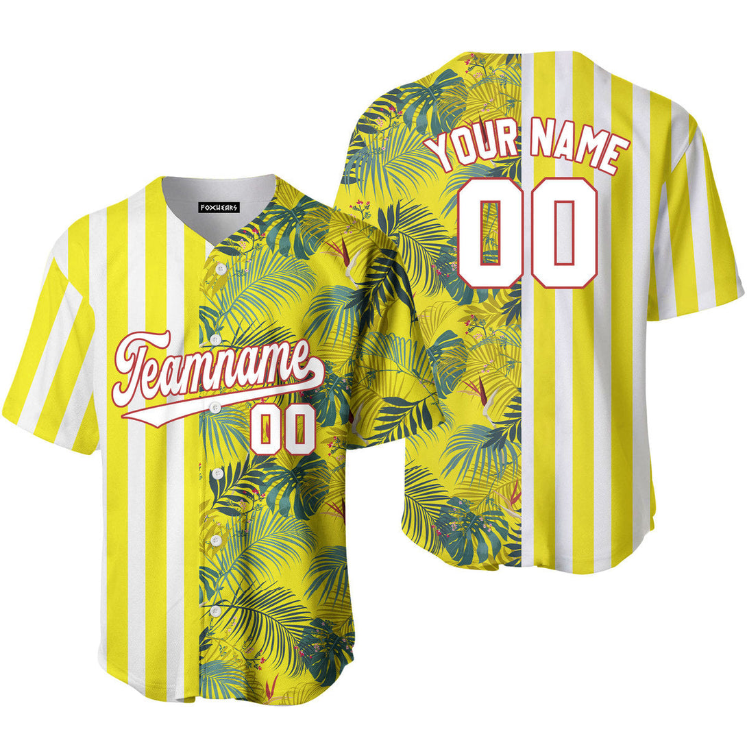 Custom Tropical Yellow White - Orange Split Fashion Baseball Jerseys For Men & Women