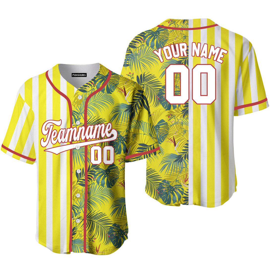 Custom Tropical Yellow White - Orange Split Fashion Baseball Jerseys For Men & Women