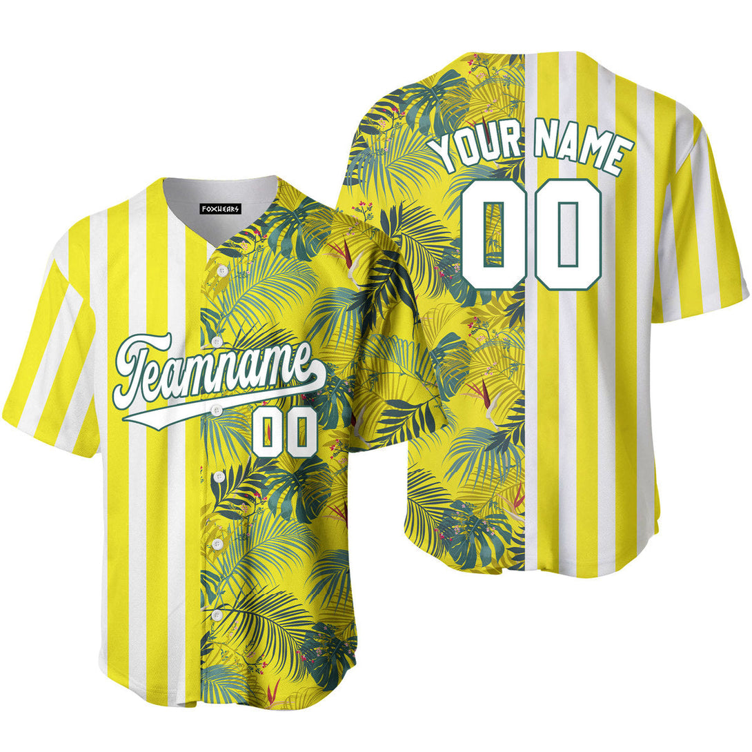 Custom Tropical Yellow Yellow-Green Split Fashion Baseball Jerseys For Men & Women