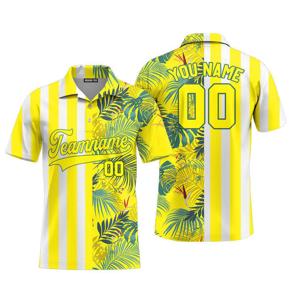 Custom Tropical Yellow Yellow - Green Split Fashion Custom Polo Shirt For Men