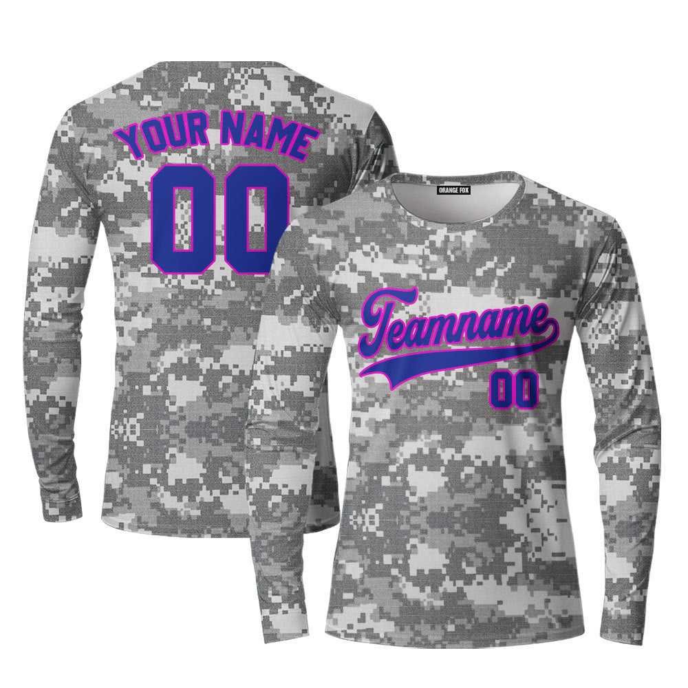 Custom US Army Camo Style Navy Pink Custom Long Sleeve T-Shirt For Men & Women