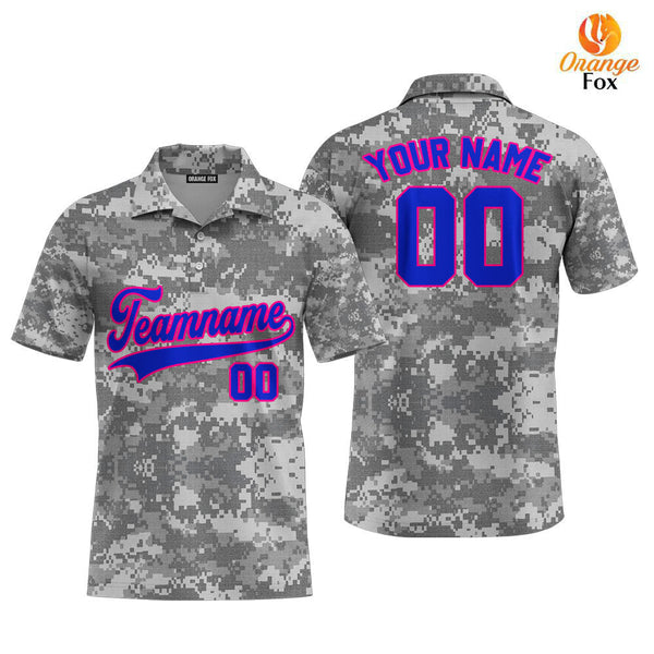 Custom US Army Camo Style Navy Pink Custom Polo Shirt For Men