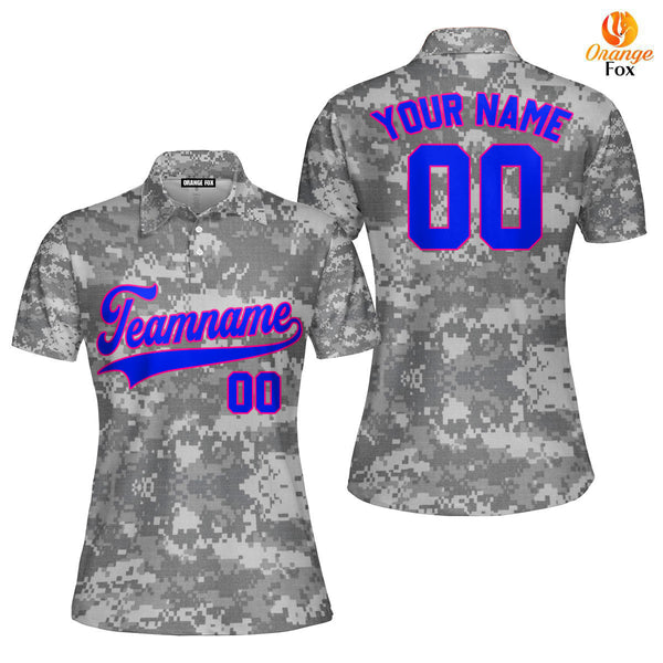 Custom US Army Camo Style Navy Pink Custom Polo Shirt For Women