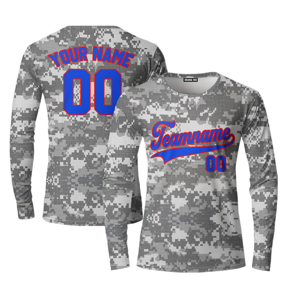 Custom US Army Camo Style Navy Red Custom Long Sleeve T-Shirt For Men & Women