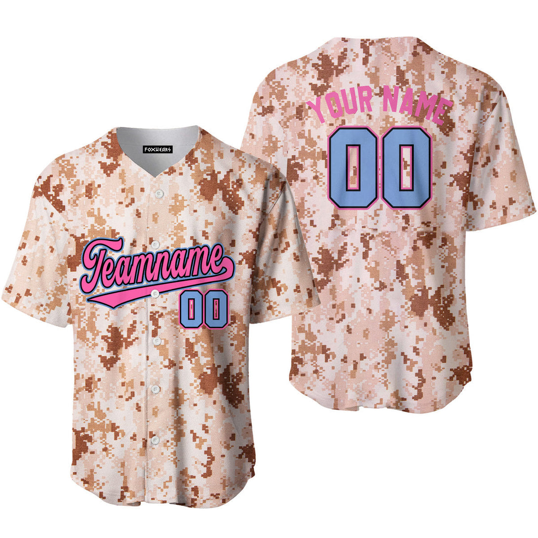 Custom US Brown Navy Camo Pink Light Blue Baseball Jerseys For Men & Women