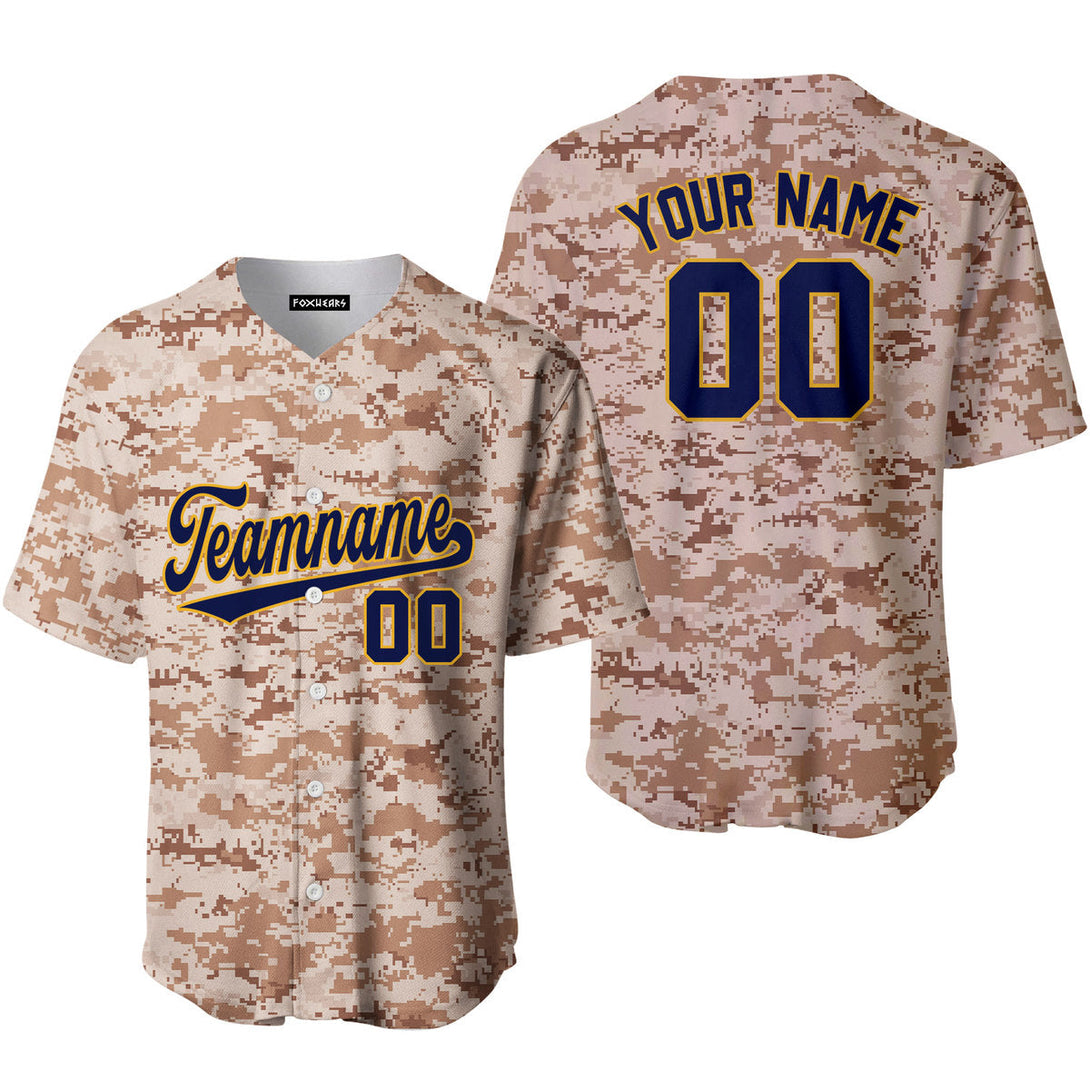 Custom US Navy Camo Blue Navy Yellow Baseball Jerseys For Men & Women