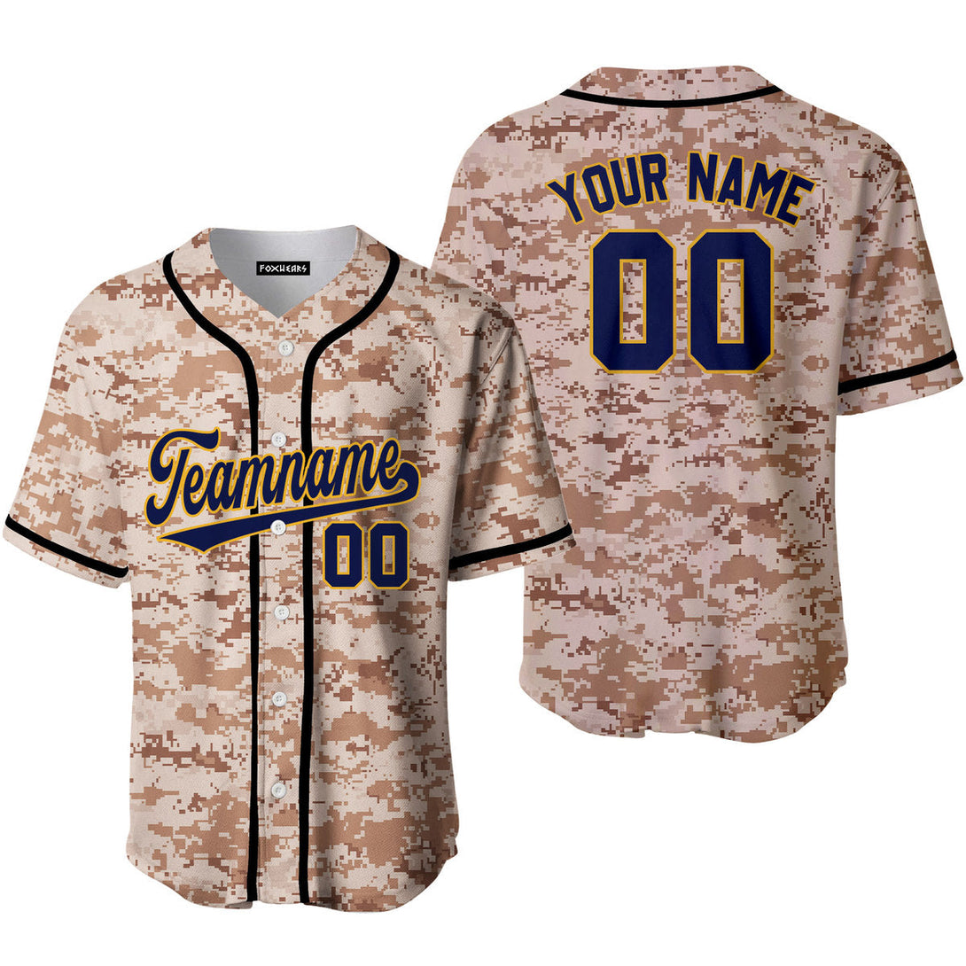 Custom US Navy Camo Blue Navy Yellow Baseball Jerseys For Men & Women