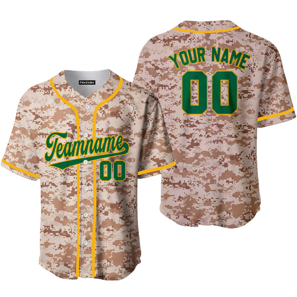 Custom US Navy Camo Green Yellow Baseball Jerseys For Men & Women