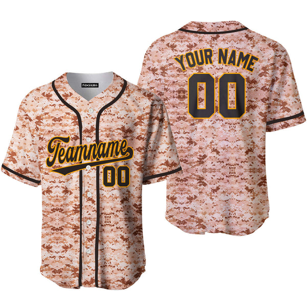 Custom US Navy Camo Style Black Gold Baseball Jerseys For Men & Women