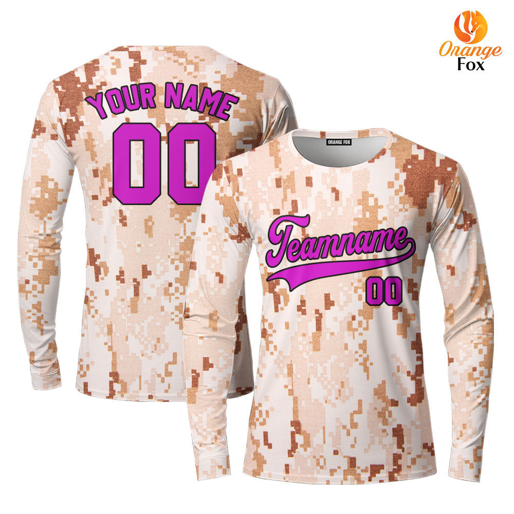 Custom US Navy Camo Style Purple Custom Long Sleeve T-Shirt For Men & Women