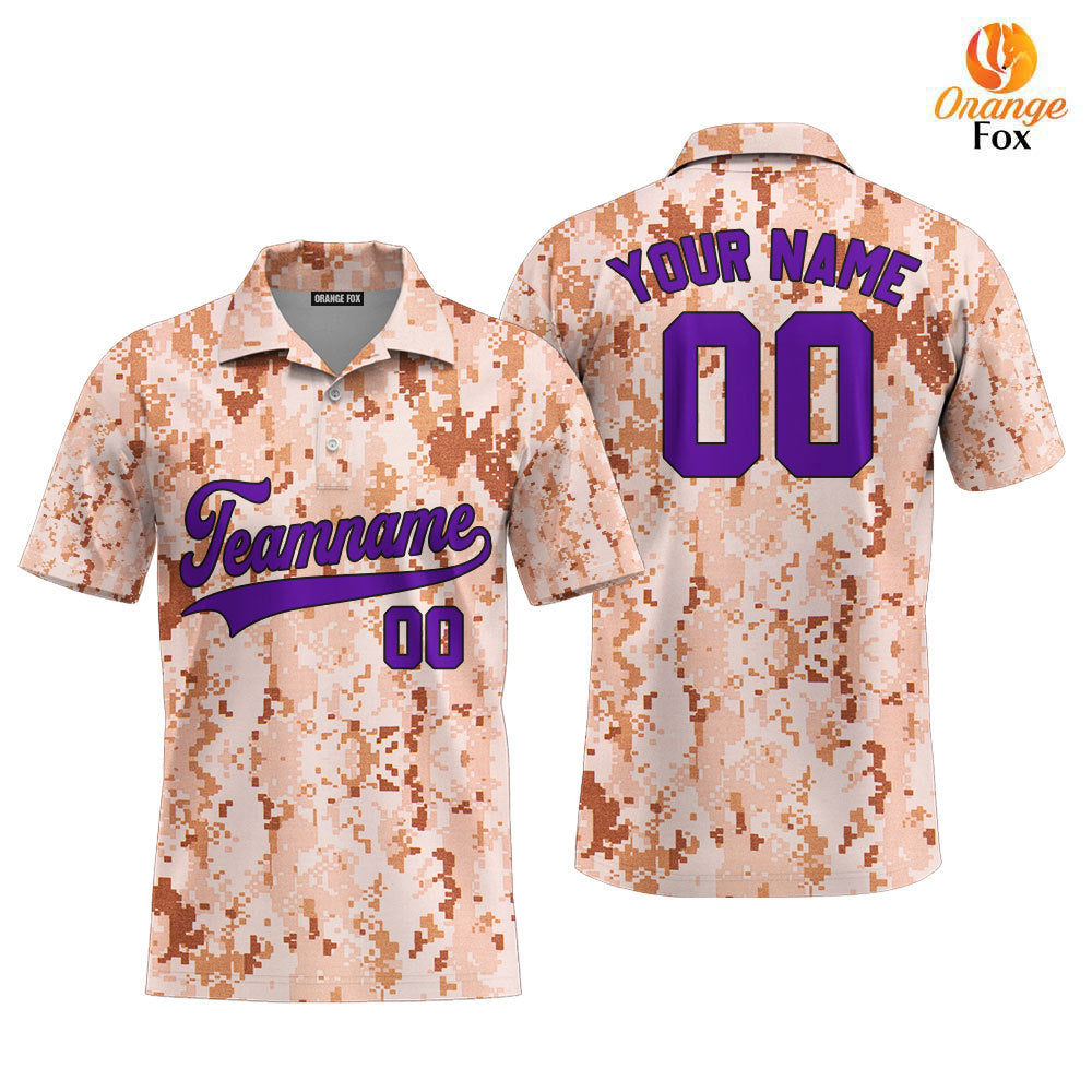 Custom US Navy Camo Style Purple Custom Polo Shirt For Men