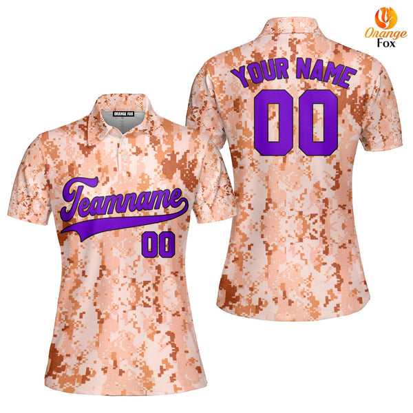 Custom US Navy Camo Style Purple Custom Polo Shirt For Women