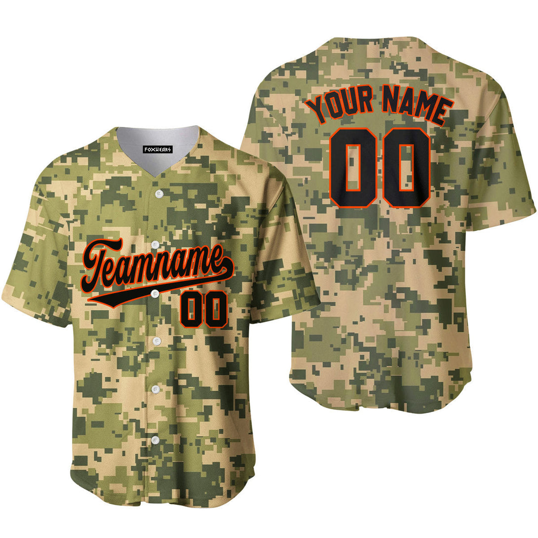 Custom US Pixel Camo Style Green Black Custom Baseball Jerseys For Men & Women