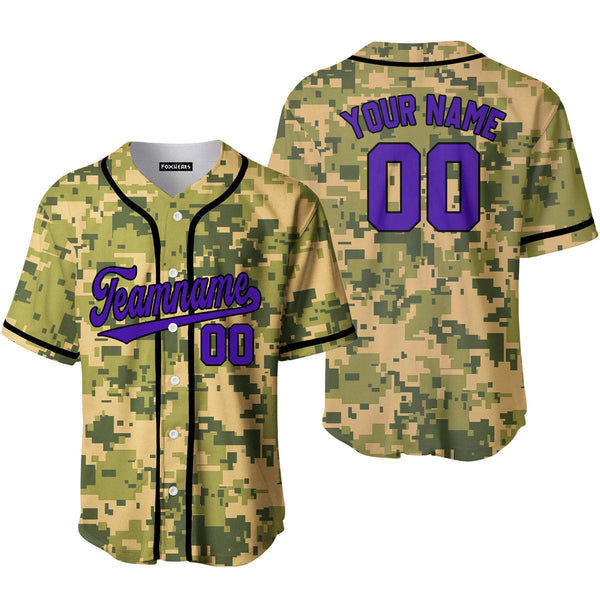 Custom US Pixel Camo Style Purple Black Custom Baseball Jerseys For Men & Women