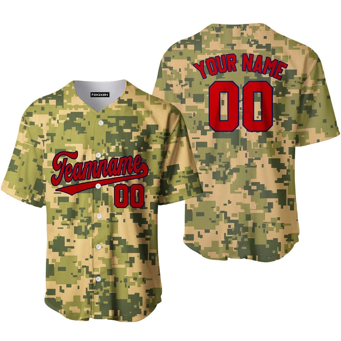 Custom US Pixel Camo Style Red Navy Custom Baseball Jerseys For Men & Women