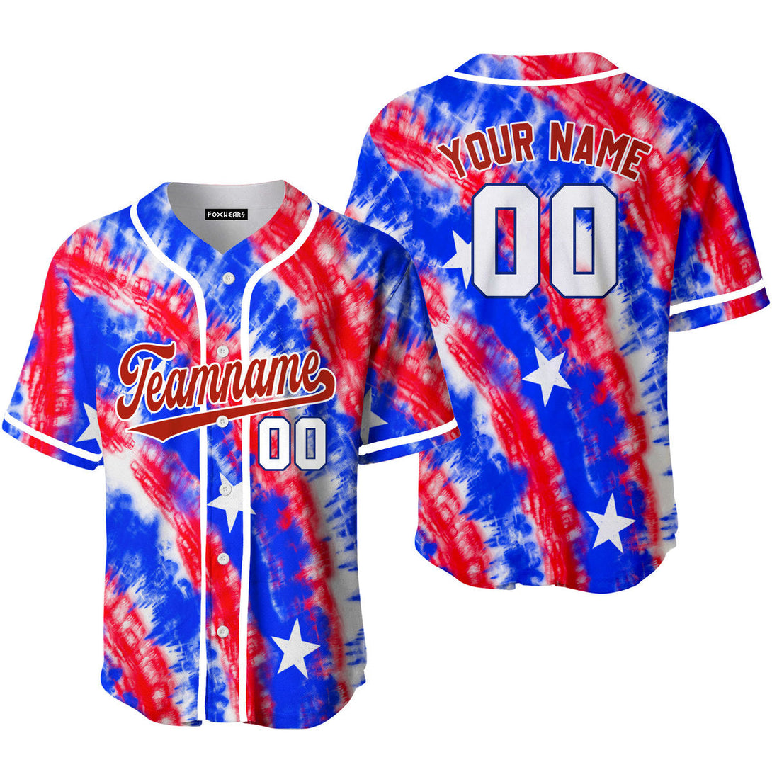 Custom USA Flag Tie Dye Red White Custom Baseball Jerseys For Men & Women