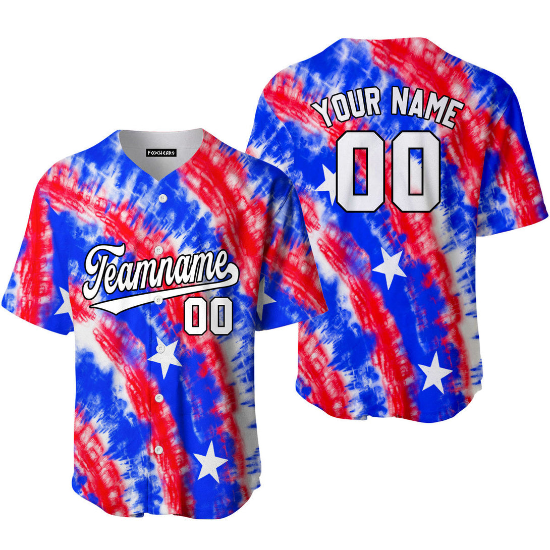 Custom USA Flag Tie Dye White Black Custom Baseball Jerseys For Men & Women