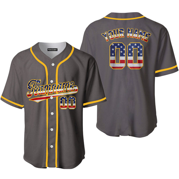 Custom Vintage American Flag Strong Gray Custom Baseball Jerseys For Men & Women