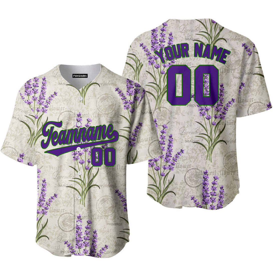 Custom Vintage Lavender Pattern Purple Custom Baseball Jerseys For Men & Women