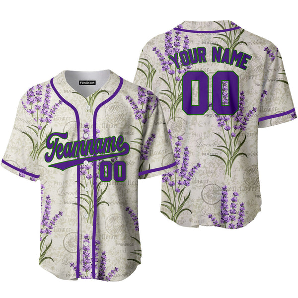 Custom Vintage Lavender Pattern Purple Custom Baseball Jerseys For Men & Women