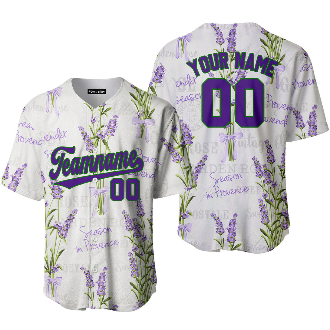 Custom Vintage Lavender Pattern Purple Green Custom Baseball Jerseys For Men & Women