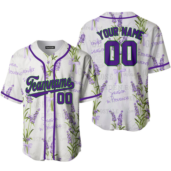 Custom Vintage Lavender Pattern Purple Green Custom Baseball Jerseys For Men & Women