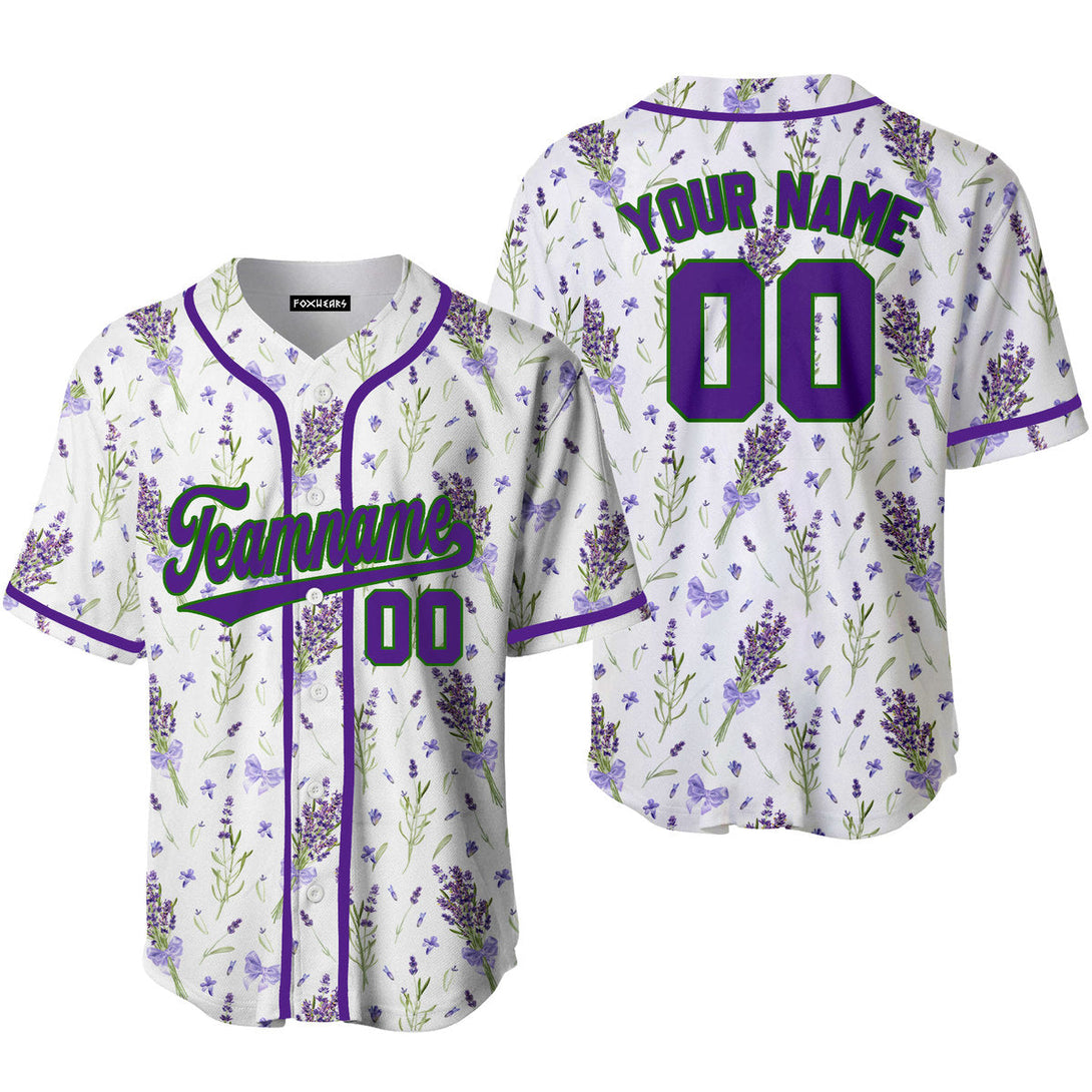 Custom Violet Lavender Pattern Purple Green Custom Baseball Jerseys For Men & Women
