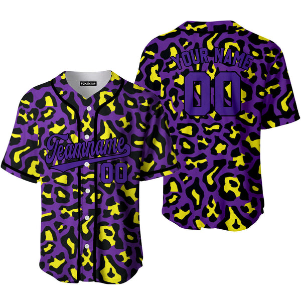Custom Violet Leopard Pattern Purple Black Custom Baseball Jerseys For Men & Women