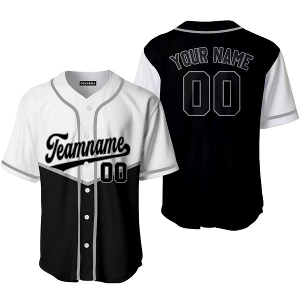 Custom Black White Black-Grey Baseball Jersey