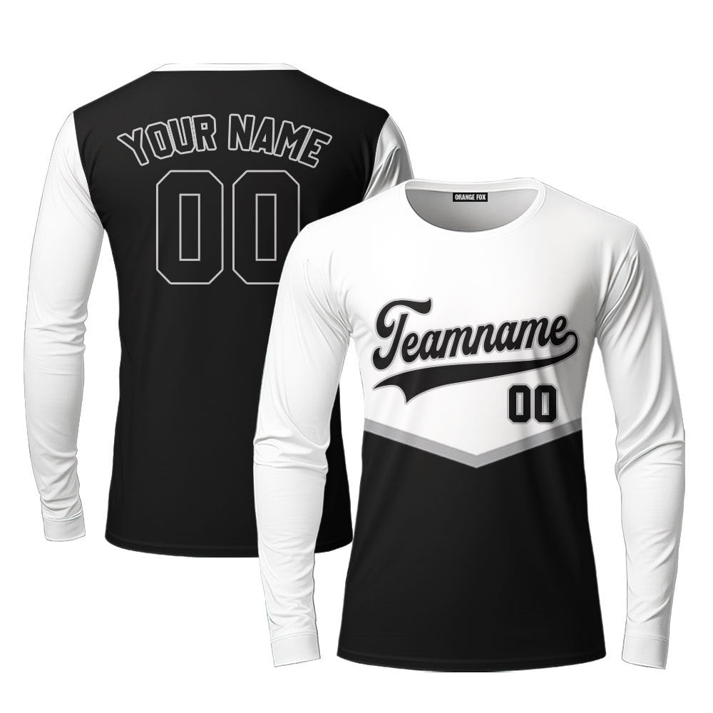 Custom White And Black Custom Long Sleeve T-Shirt For Men & Women