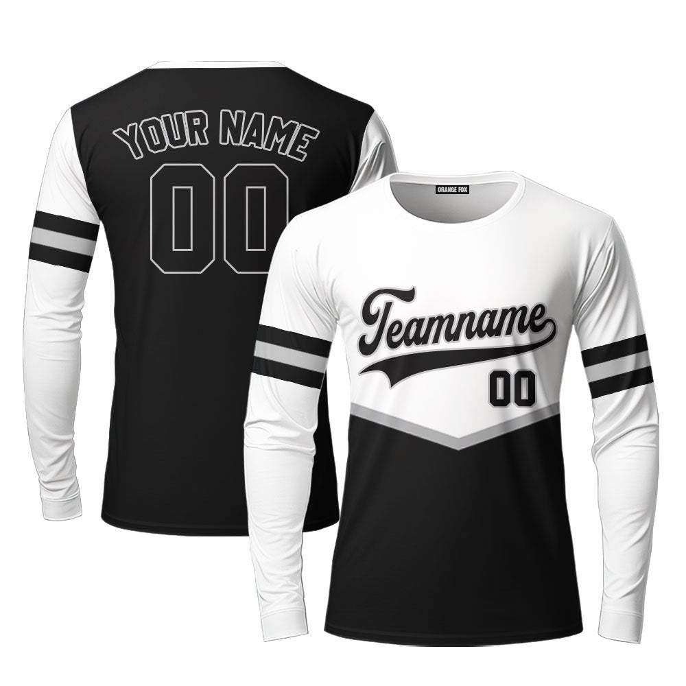 Custom White And Black Custom Long Sleeve T-Shirt For Men & Women