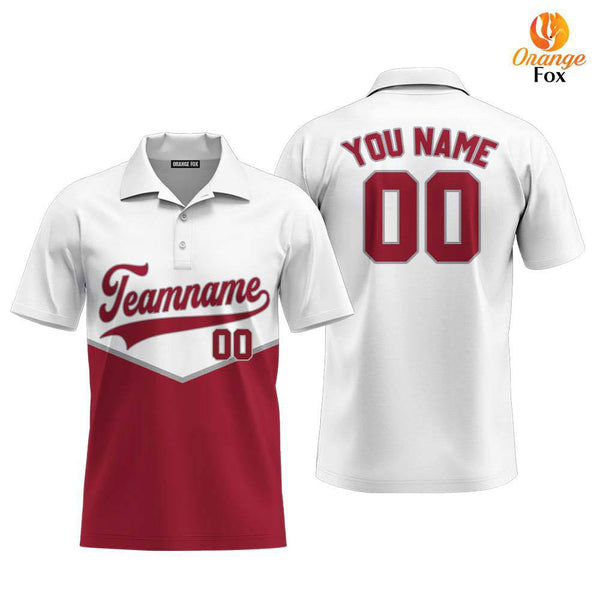 Custom White And Crimson Custom Polo Shirt For Men