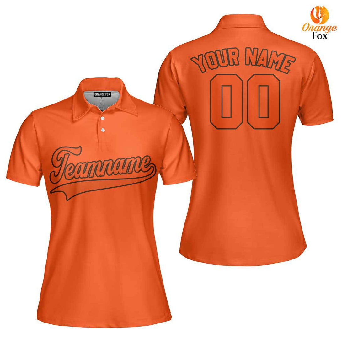 Custom White And Orange Custom Polo Shirt For Women