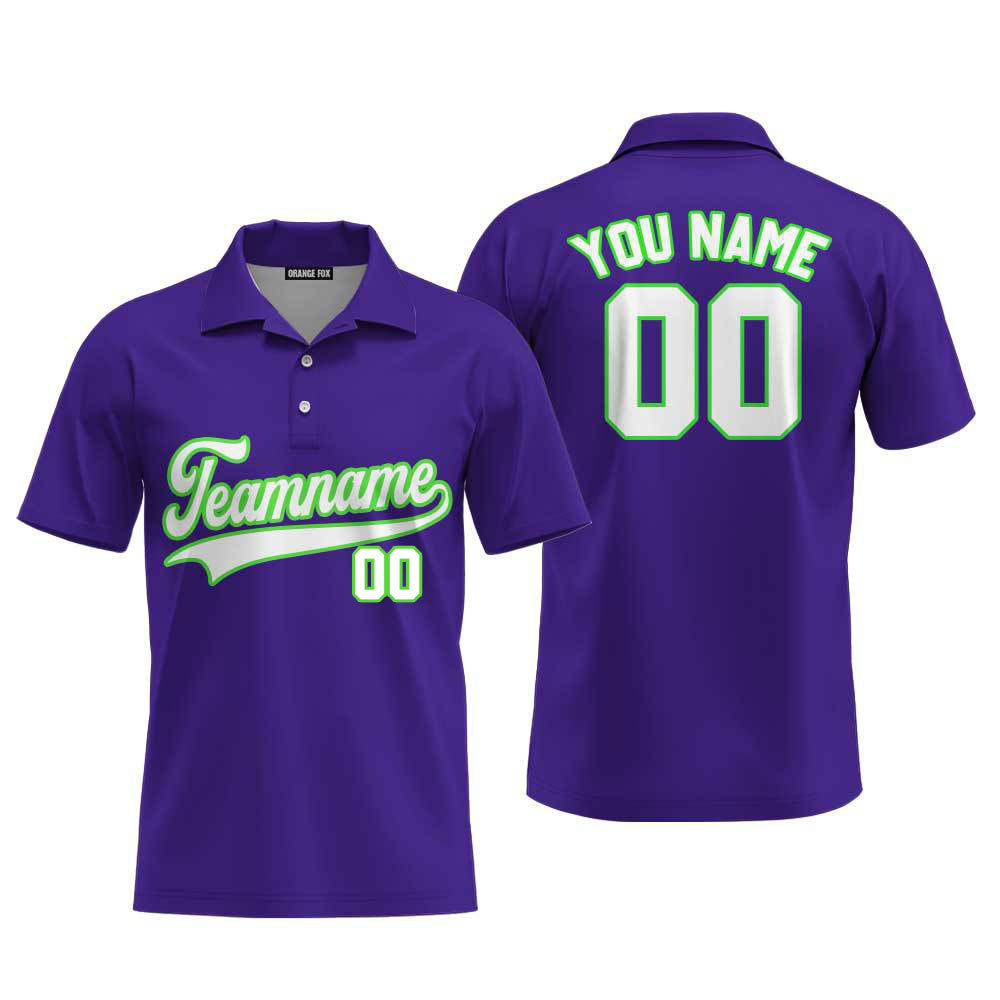 Custom White And Purple Custom Polo Shirt For Men