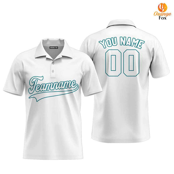 Custom White Aqua Custom Polo Shirt For Men