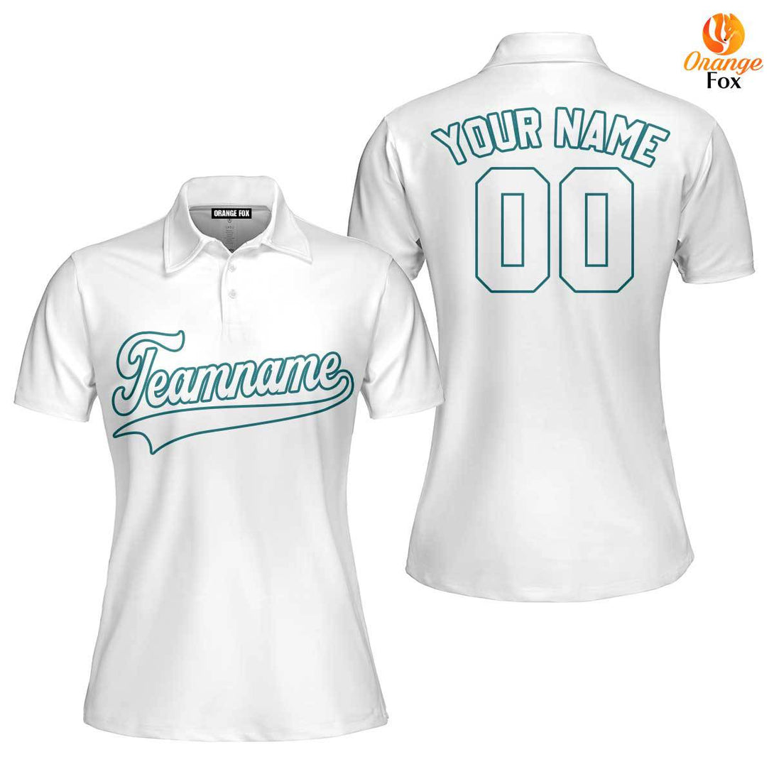 Custom White Aqua Custom Polo Shirt For Women