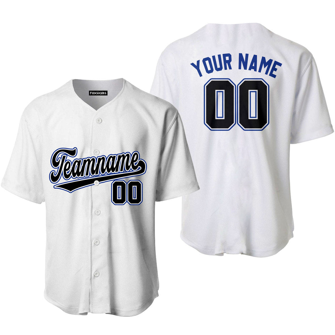 Custom White Black Blue Custom Baseball Jerseys For Men & Women